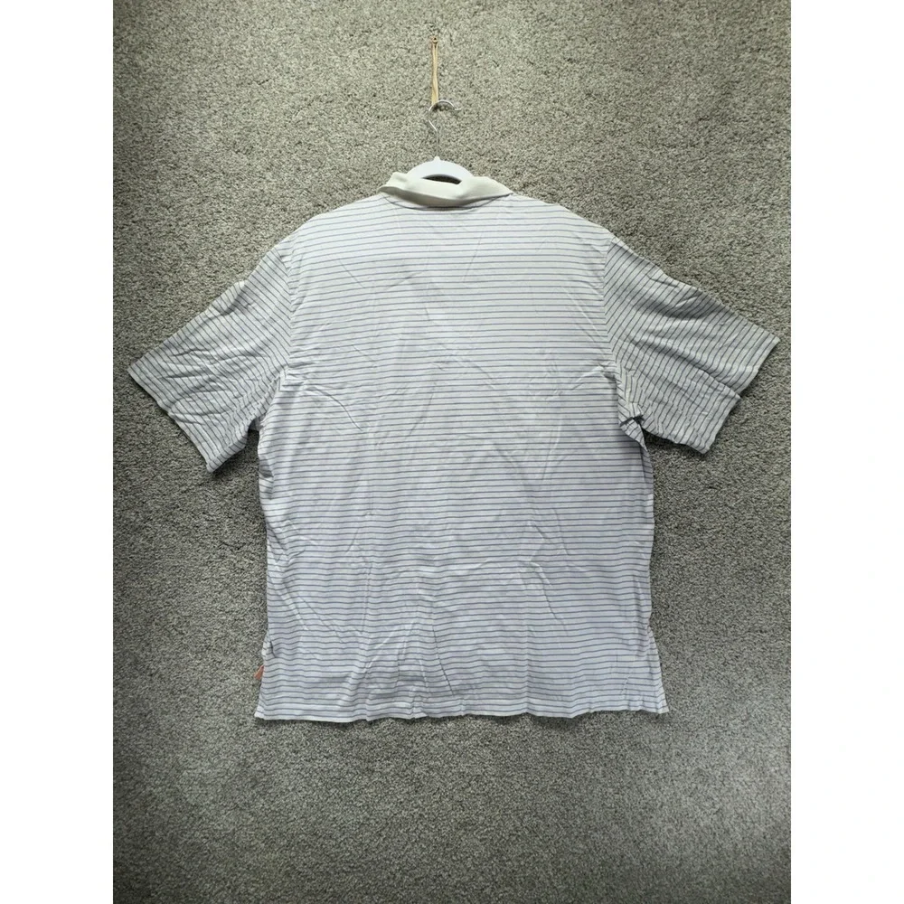 Polo Golf Ralph Lauren‎ XL White Blue Striped Pima Cotton Polo Shirt Mens
